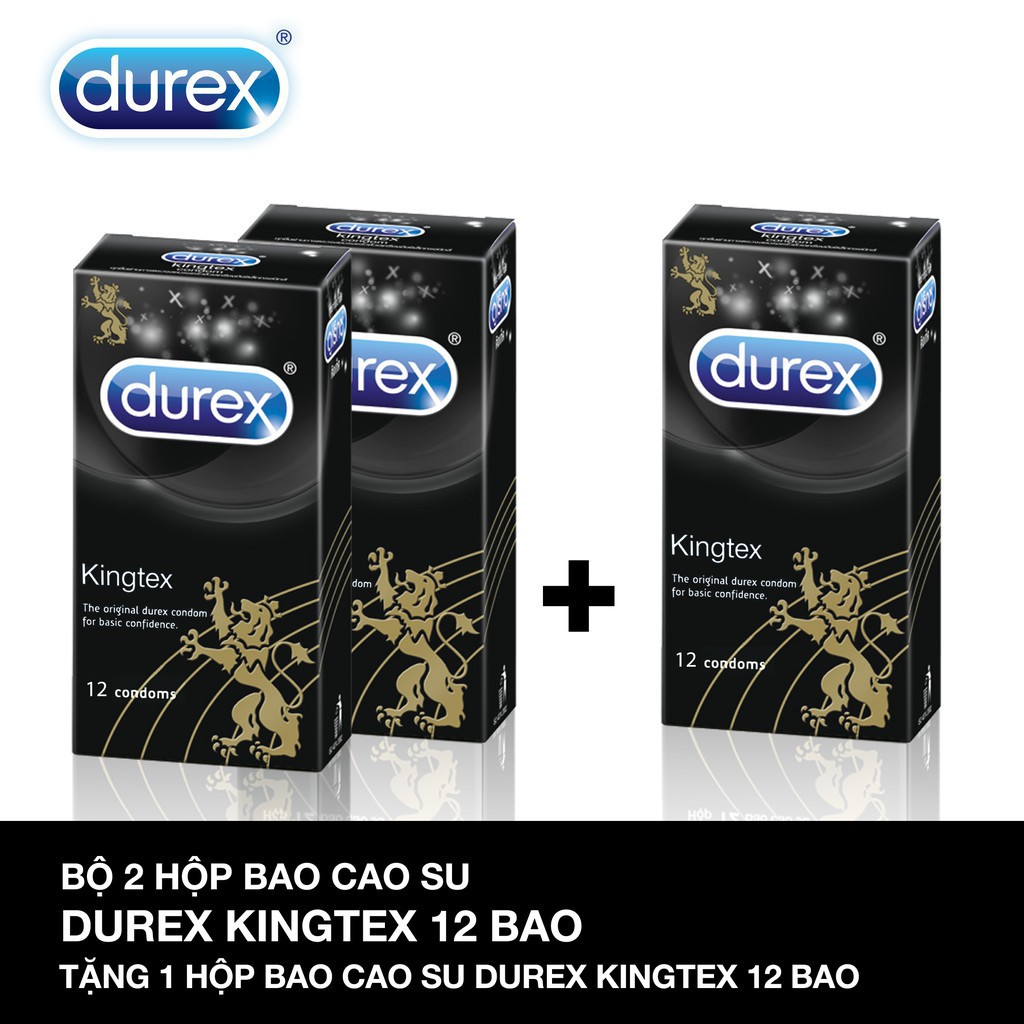 Combo 3 hôp bao cao su durex kingtex hộp 12 chiếc