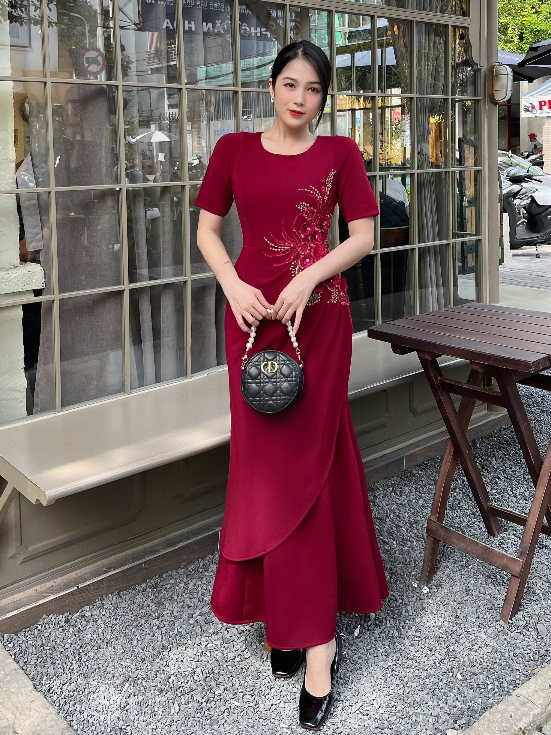 Đầm dự tiệc dáng dài xòe đuôi cá sang chảnh cho nữ k231