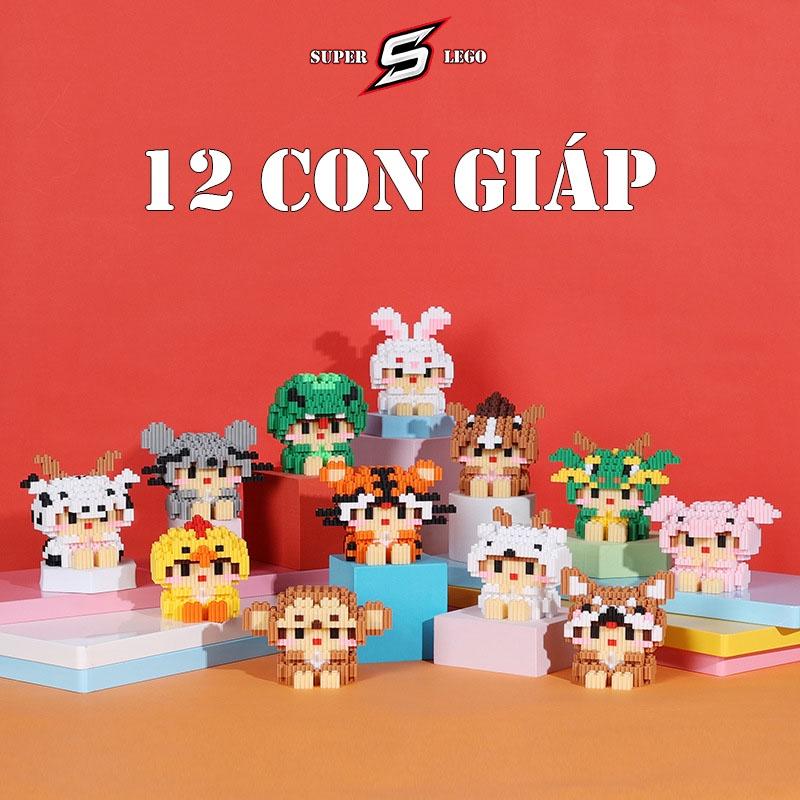 Lego mini đồ chơi lắp ráp 3D hình 12 con giáp cực kỳ đáng yêu và dễ thương - Super.Lego