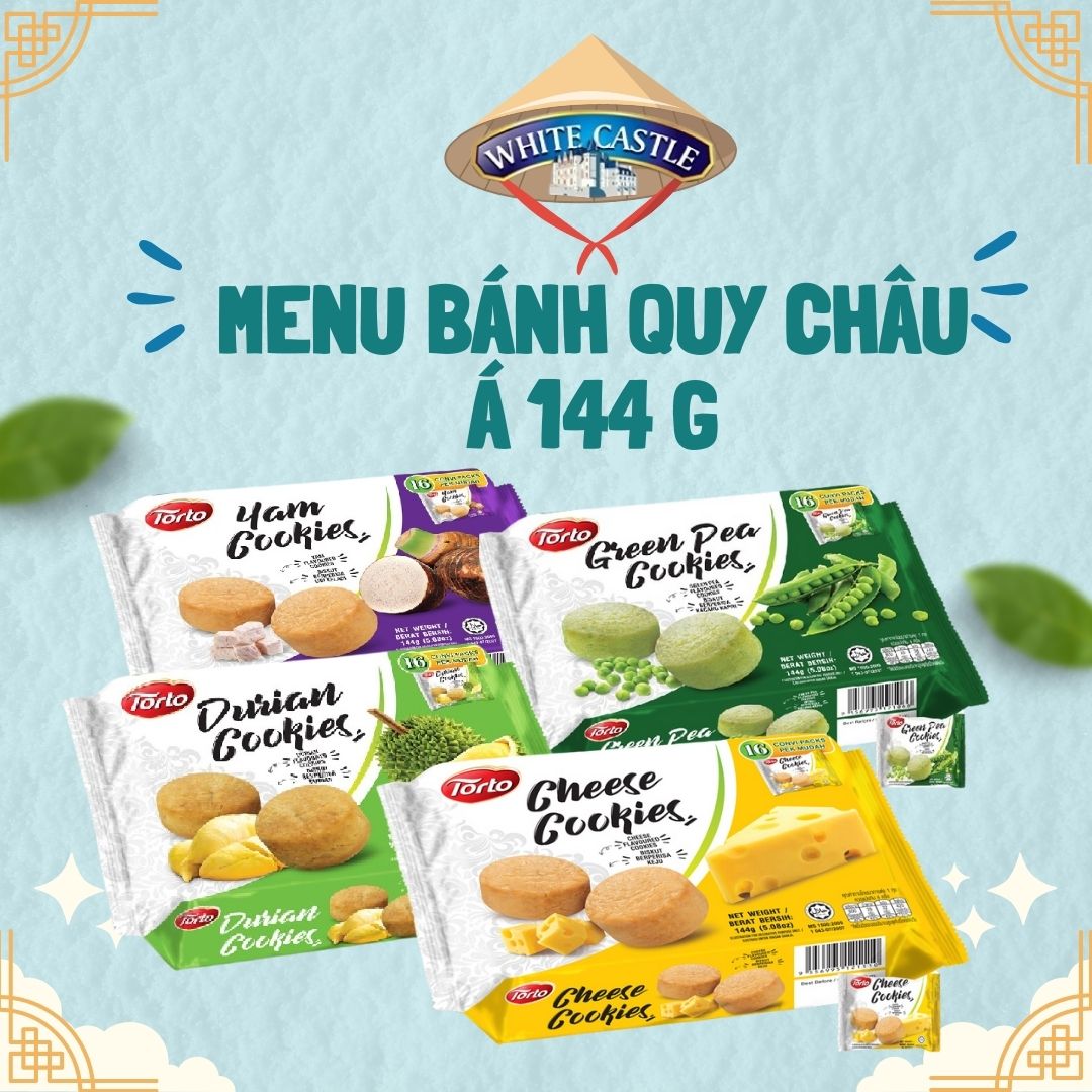Deal sốc combo 3 gói Bánh quy châu Á White castle nhập khẩu Malaysia 144g Asian Cookies combo 3 vị ngẫu nhiên