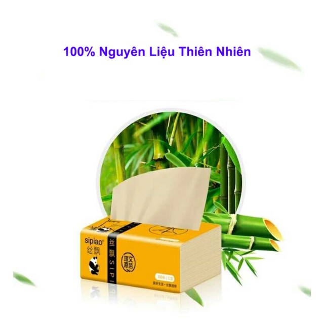 Giấy Ăn Than Tre Gấu Trúc Hoạt Tính SIPIAO Cao Cấp Loại 300 Tờ/Gói