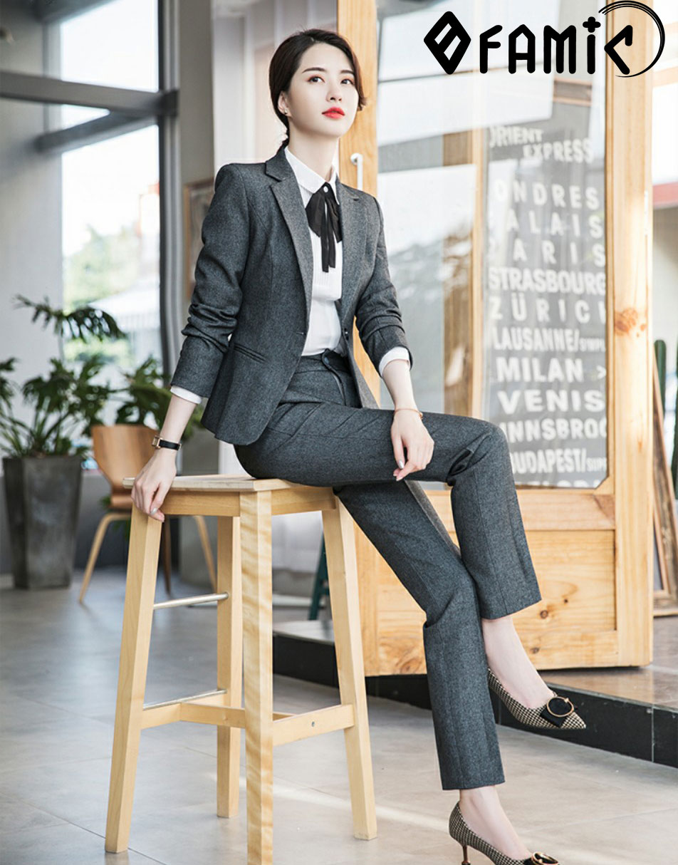 [HCM]Bộ Vest Nữ - Set nguyên bộ áo Vest quần dài công sở Hàn Quốc Siêu Xinh
