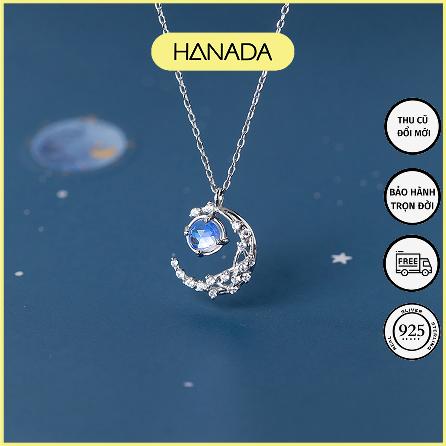 Dây chuyền hanada dây chuyền mặt trăng đá 0773