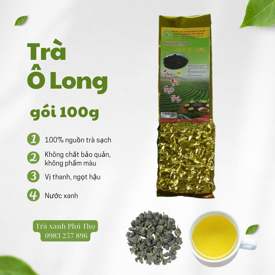 Trà ô long thượng hạng sản xuất từ 100% chè hữu cơ gói 100g hút chân không trà olong oolong