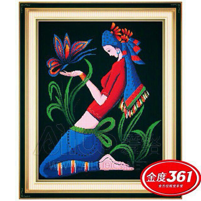 Tranh thêu 3d cô gái dân tộc 31209 kt 50x60cm
