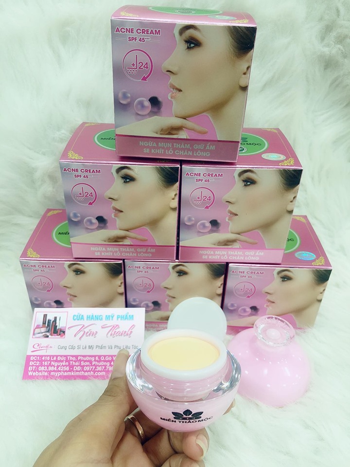 Mỹ phẩm miền thảo mộc - kem ngừa mụn thâm - giữ ẩm - se khít lỗ chân lông spf 45+++ acne cream