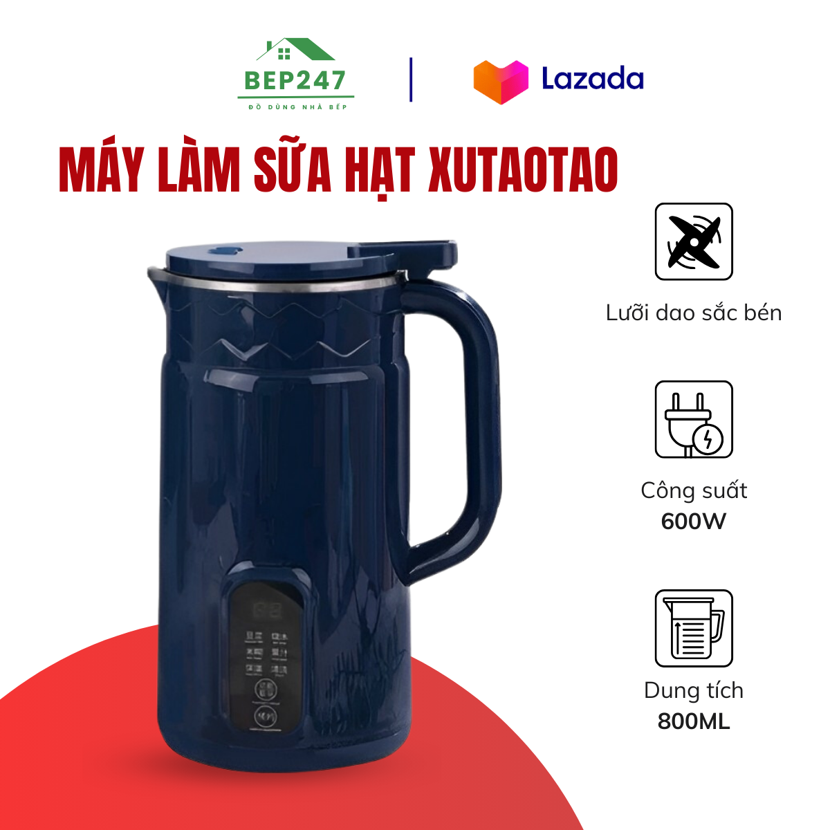 Máy làm sữa hạt xutaotao dung tích 800ml bh 12 tháng - máy nấu sữa hạt