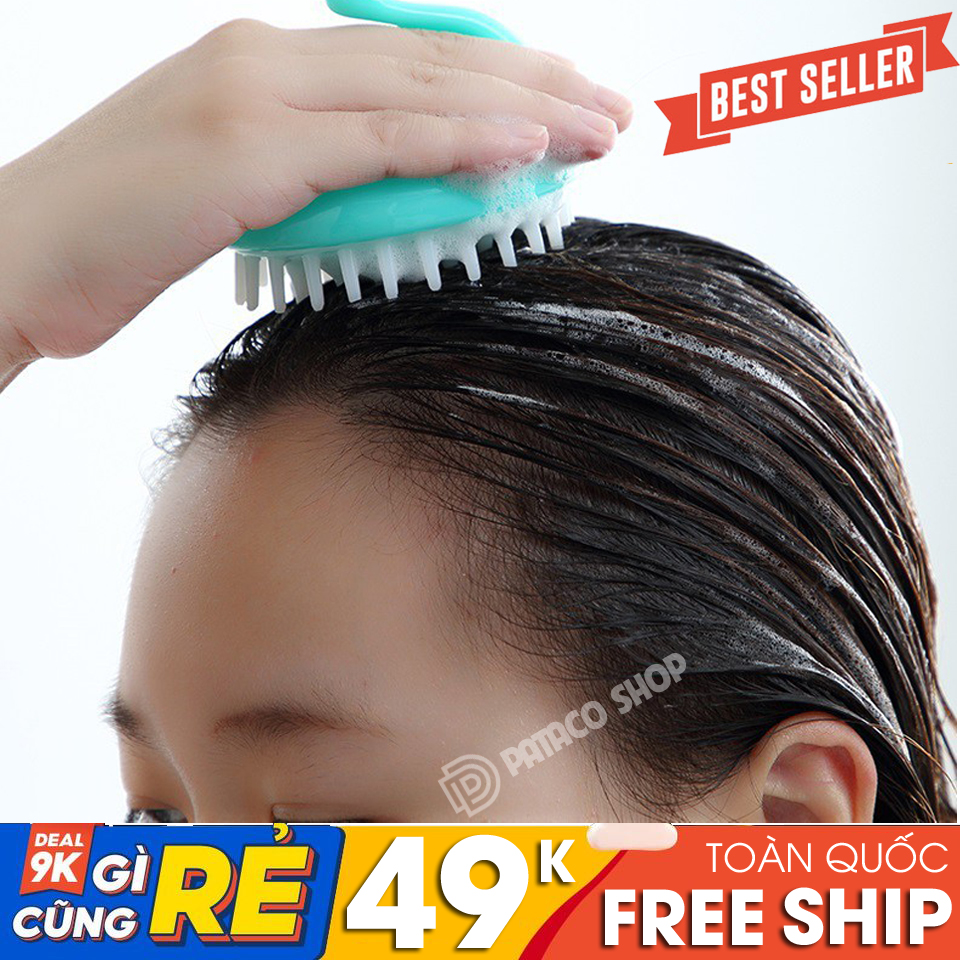 (Có video) Lược Gội Đầu Silicon Mềm Gai Masage Da Đầu DSLGD41 Siêu Hot Có Tay Cầm Tiện Dụng Giảm Rụng Tóc, Kích Thích Mọc Tóc - Lượt gội đầu silicon Nhật