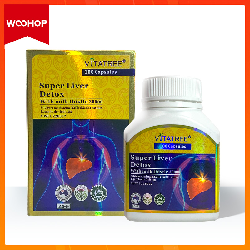 WOOHOP Viên uống hỗ trợ thải độc gan Vitatree Super Liver Detox tăng cường