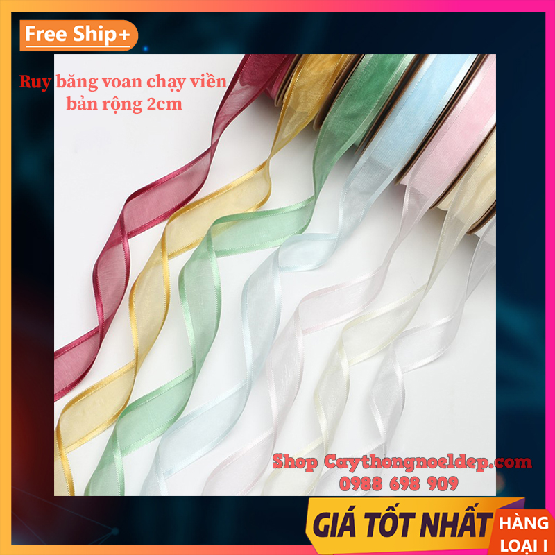 Ruy băng voan viền lụa bản rộng 2cm loại đẹp trang trí
