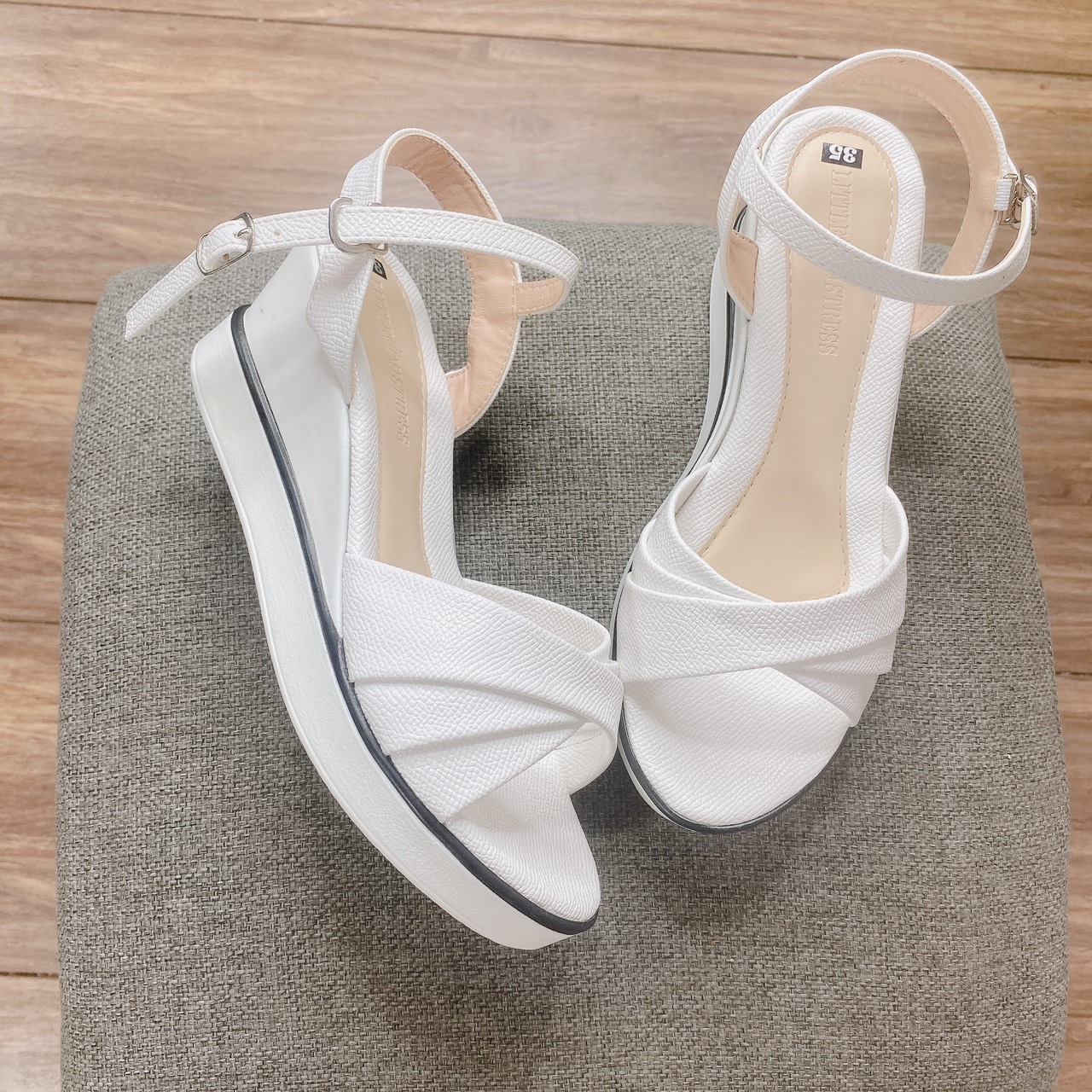 Dép sandal đế xuồng cao gót nữ 7cm siêu nhẹ phối màu cực phong cách - LC9
