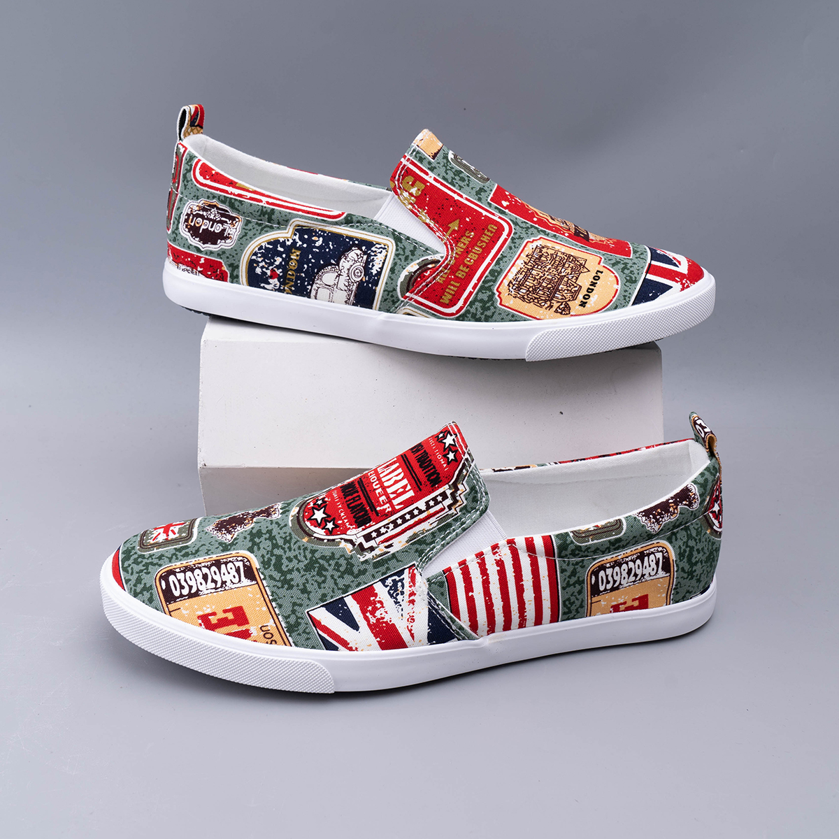 Giày lười nam - slip on nam vải - a6257