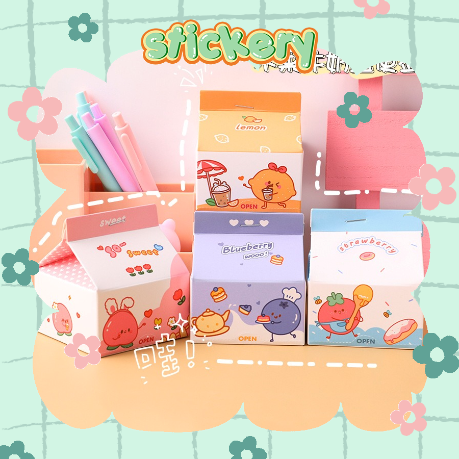 Giấy note hộp sữa - hơn 200 tờ nhiều hình dễ thương - stickery