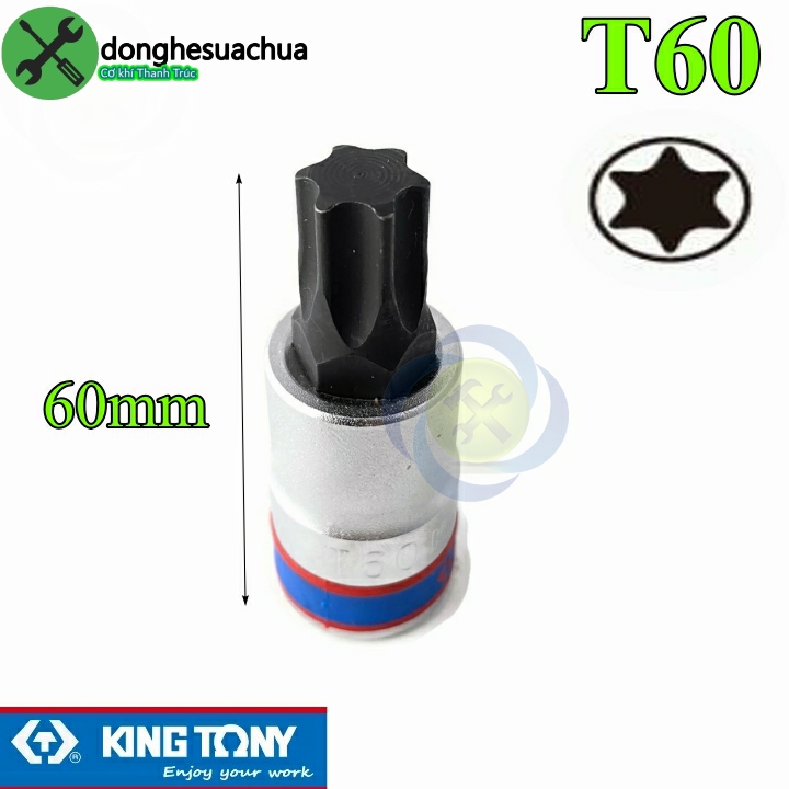 Đầu tuýp sao t60 1/2 kingtony 402360 dài 60mm trắng đen