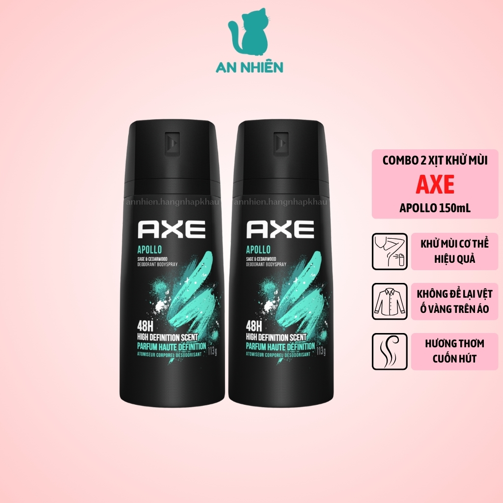 combo 2 chai xịt nước hoa khử mùi toàn thân nam AXE Apollo 150ml