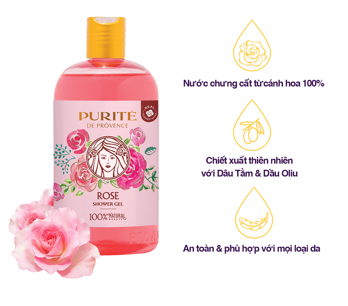 Sữa tắm purité hoa hồng 500ml - v20