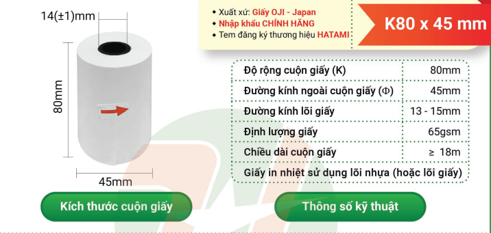 K80x45 Combo 20 cuộn giấy in bill, giấy in hóa đơn
