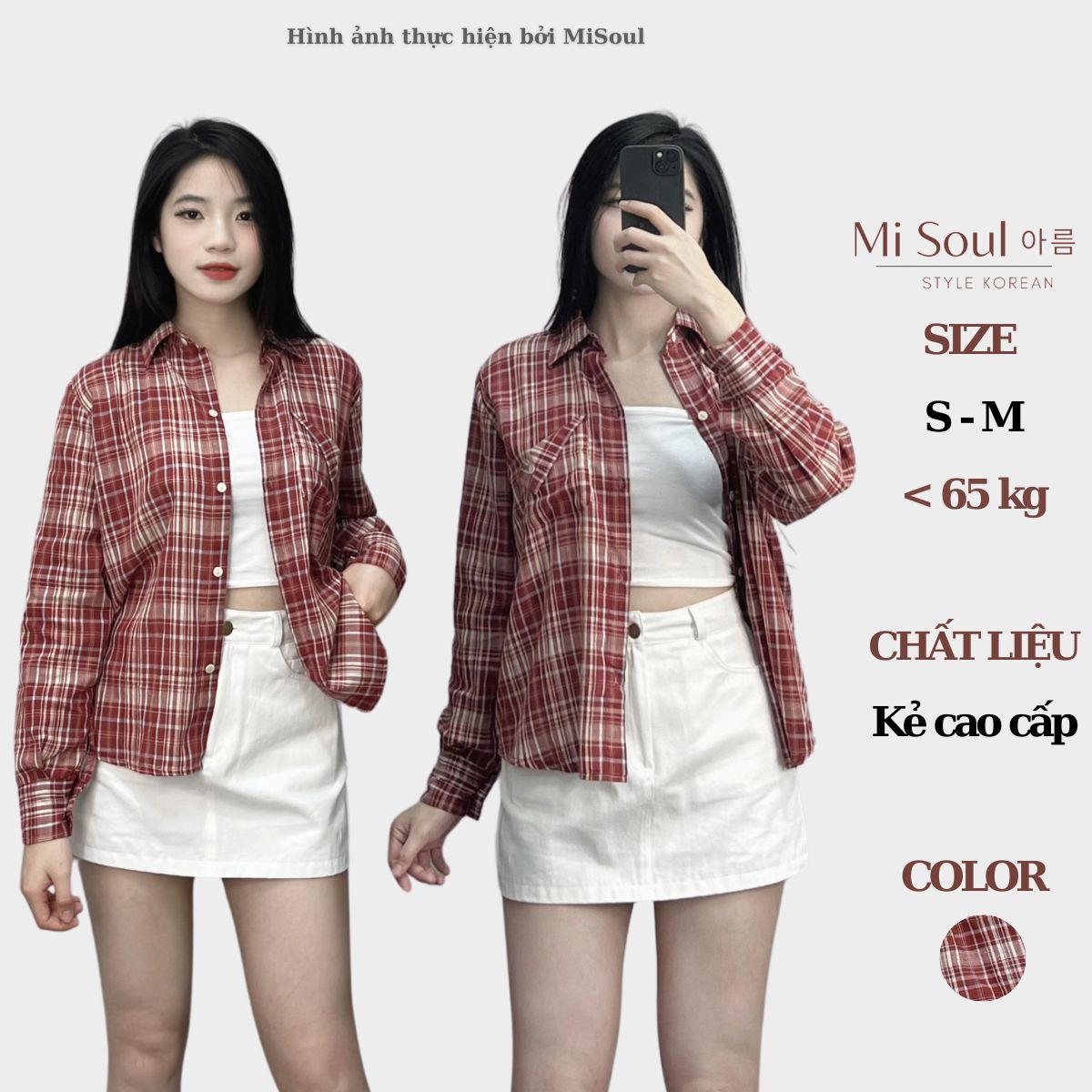 Áo sơ mi kẻ sọc thiết kế túi lệch misoul, áo sơ mi kẻ 262