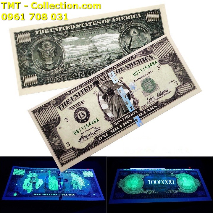 [HCM]Tiền lưu niệm 1 triệu USD dạ quang Dùng để lưu niệm sưu tầm làm quà tặng-TMT Collection-SP002397