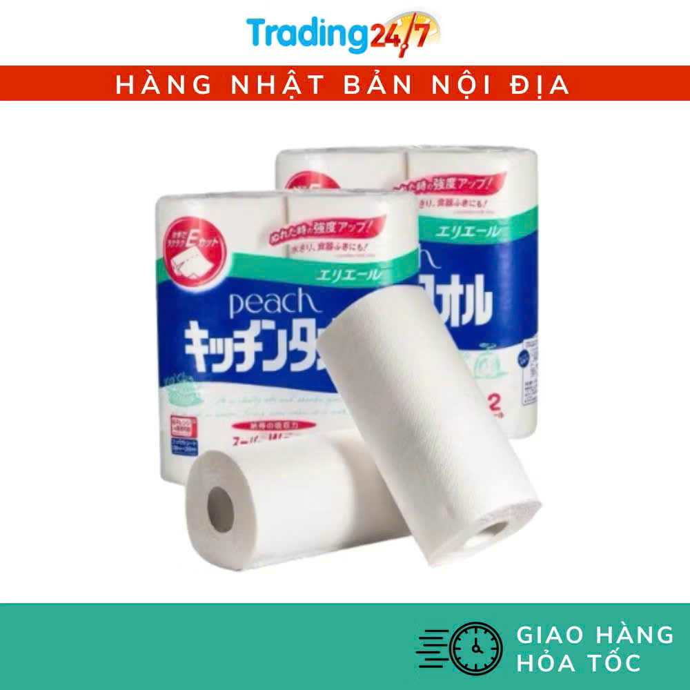 Khăn giấy nhà bếp đa năng, an toàn, dai dày hiệu quả Elleair Peach - Set 2 Nội địa Nhật Bản