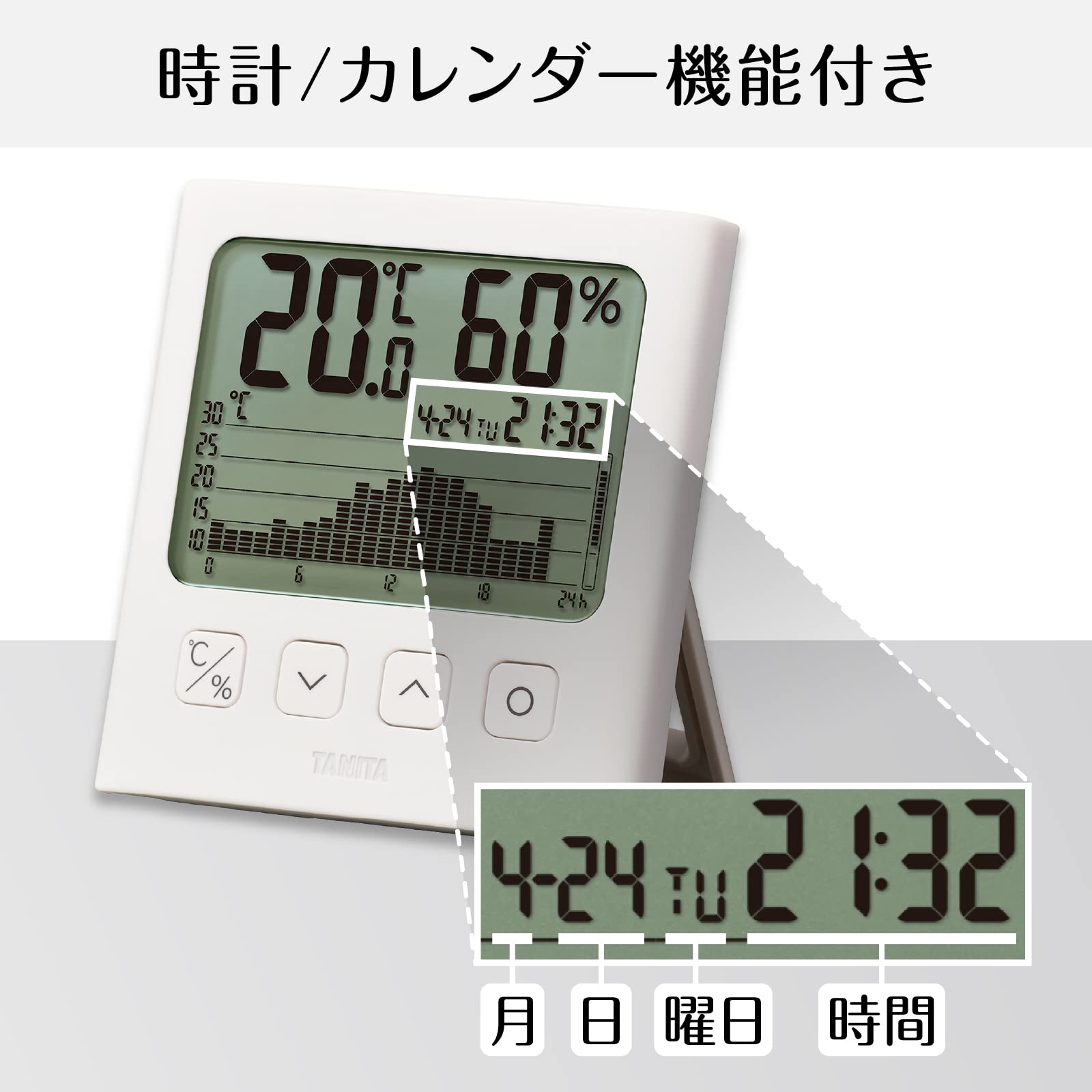 Tanita tt-580 electronic hygrometer, with temperature humidity chart