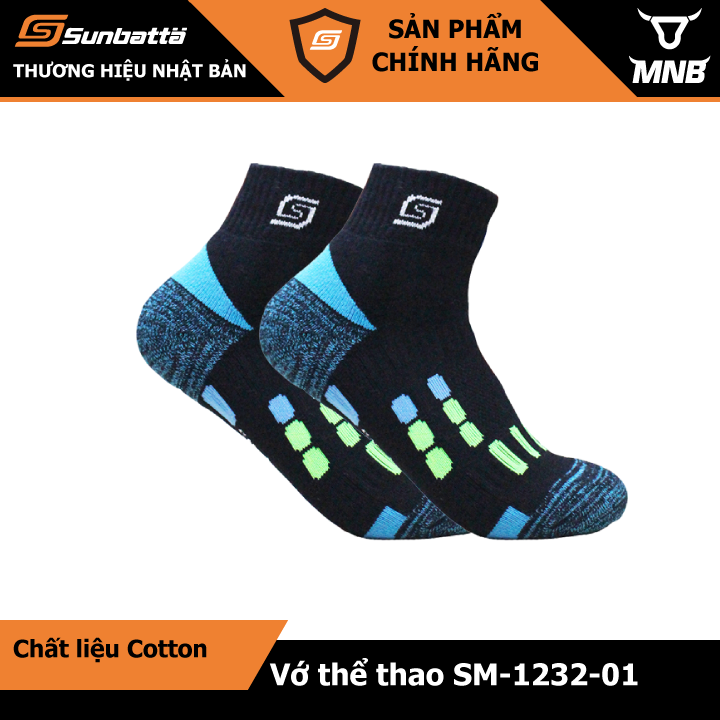 [HCM]Combo 2 đôi tất (vớ) thể thao Sunbatta-Nhật Bản SM-1232-01 Đen