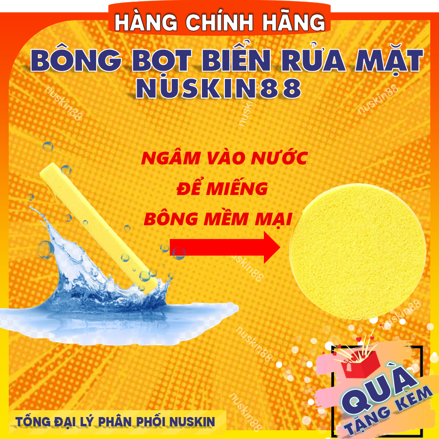 1 Chiếc Bông Nở Bọt Biển Rửa Mặt CAO CẤP Màu Ngẫu Nhiên - NuSkin | Lumispa Ageloc Boost - Tr90 - Nuskin 88 Làm sạch da