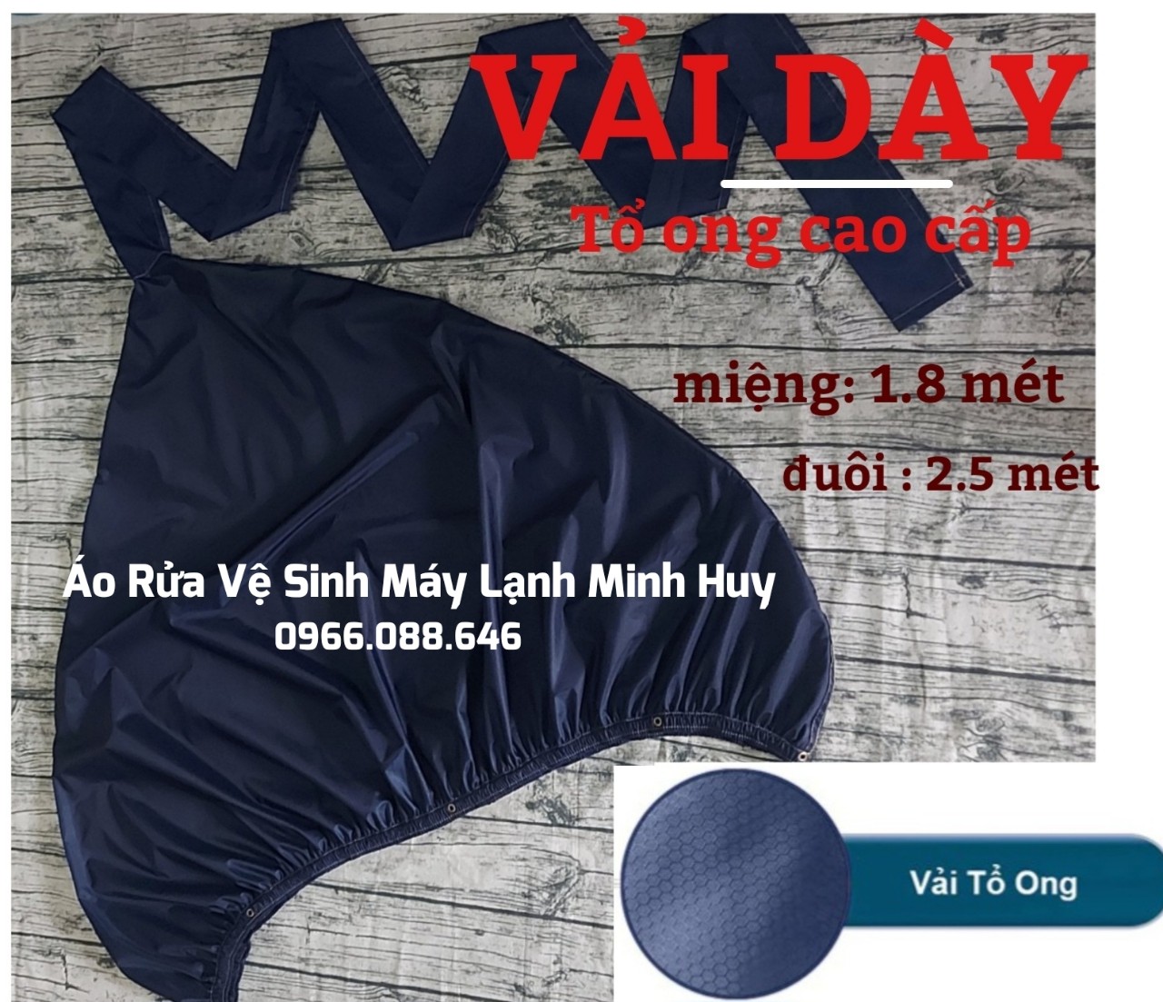 ̣̣Tặng dây sỏ - Túi vệ sinh máy lạnh tại nhà - vải dù chống thấm, dài 3 mét, miệng rộng 1.7m - Áo bạt trùm rửa vệ sinh máy lạnh - KDXB250221.4