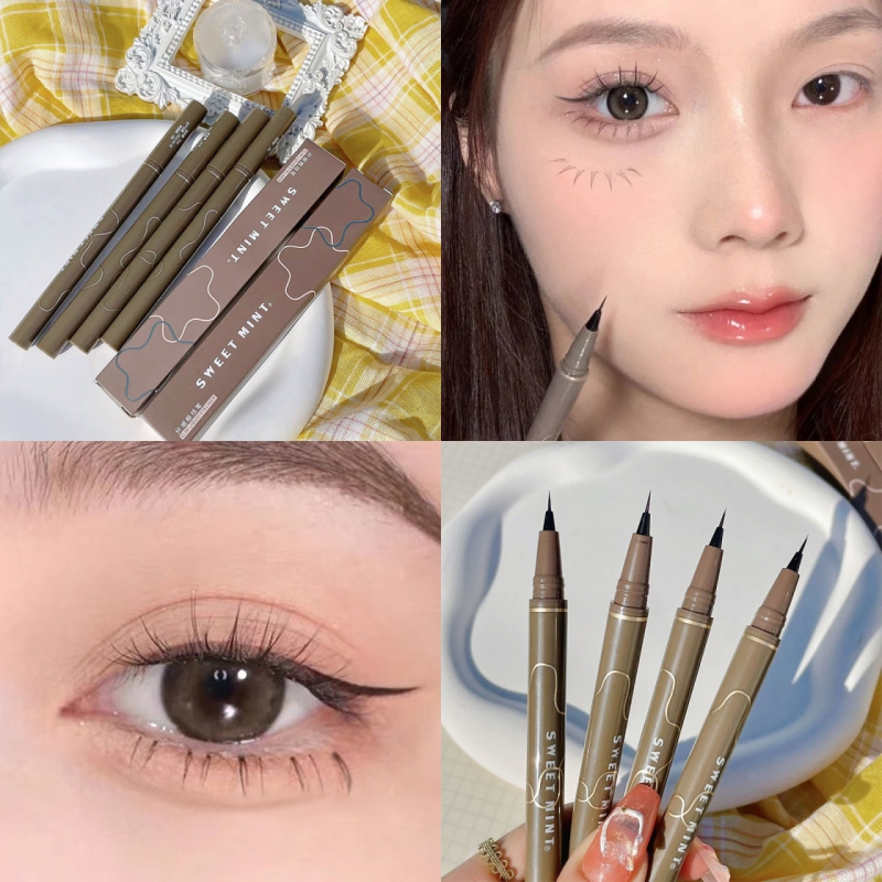 🔥 Bút kẻ mắt chống nước Dạng Lỏng SWEET MINT Slim Liquid Silkworm Pen Trang điểm Eyeliner YVETTERY