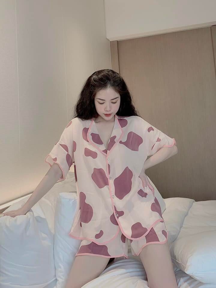 Pijama bò sữa áo cộc quần đùi đồ bộ mặc nhà siêu mát nhiều mẫu form đồ ngủ 40-65kg lụa Mango