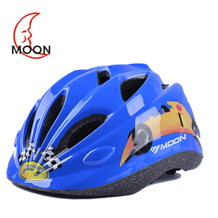 Mũ bảo hiểm xe đạp bé trai chính hãng Moon cao cấp, họa tiết xe Oto F1