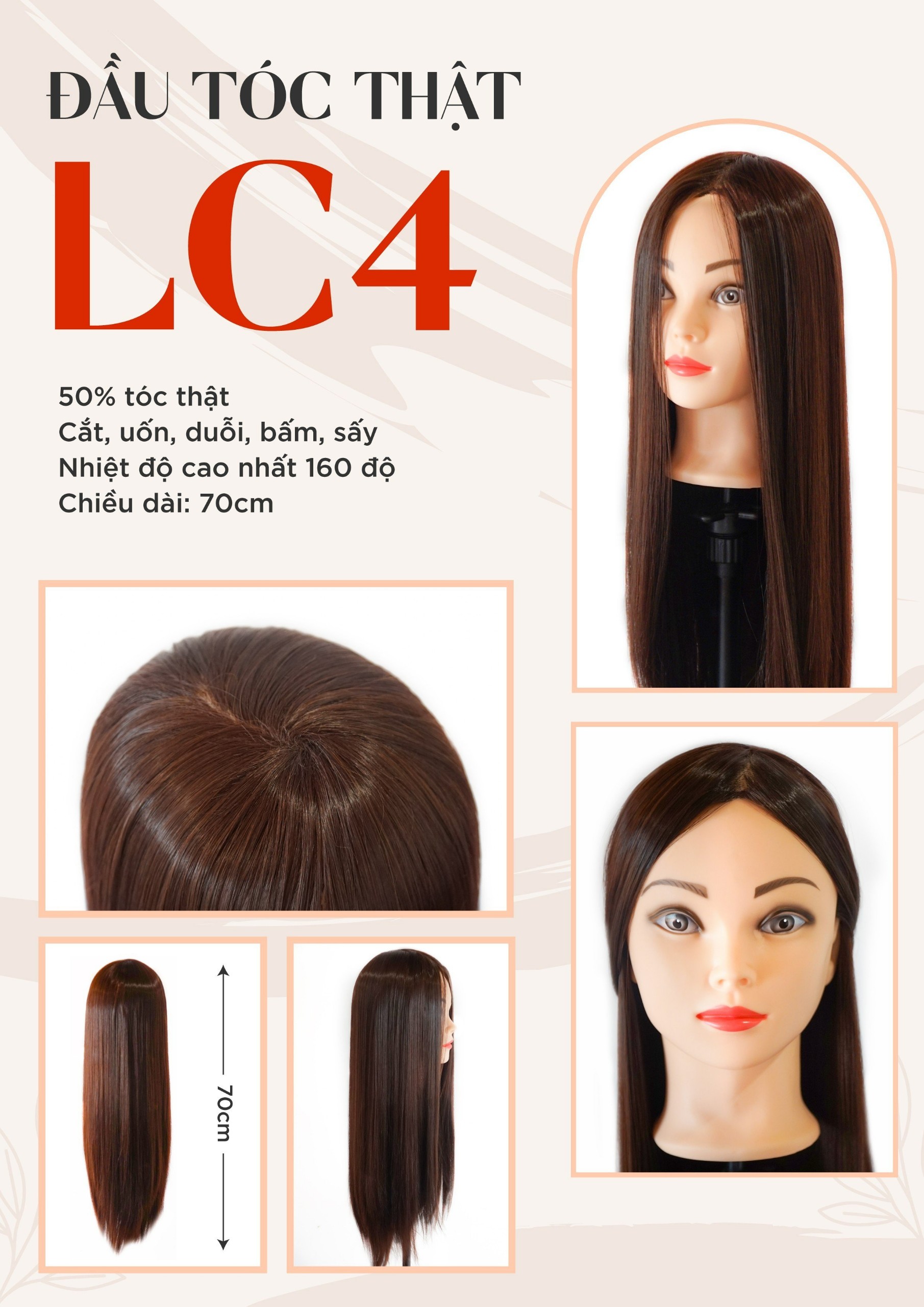 ĐẦU KEN ( ĐẦU GIẢ )CHO CÁC SALON  50% TÓC THẬT UỐN DUỖI NHIỆT ĐƯỢC