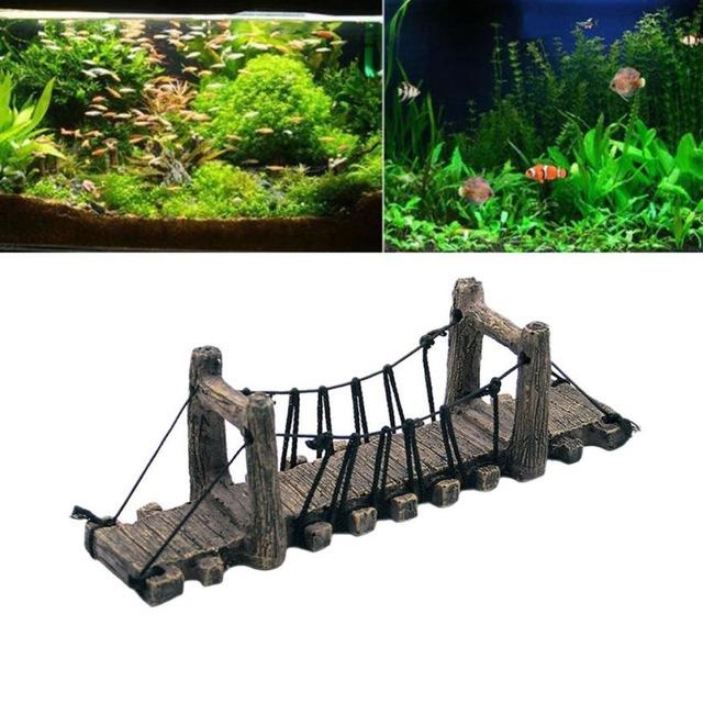 Tiểu cảnh cây cầu trang trí cho hồ cá cảnh, hồ thủy sinh, hòn non bộ kích thước D16.5XC5XR4cm