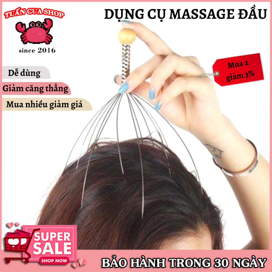 Combo 2 Dụng cụ massage đầu tóc thông minh, Cây massage đầu giúp thư giãn, giảm căng thẳng, mệt mỏi, tuancua