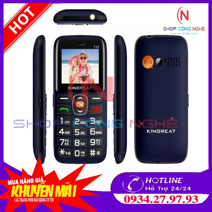 Điện thoại 2 sim kingreat t28 loa to chữ to thích hợp cho người già bảo hành 12 tháng
