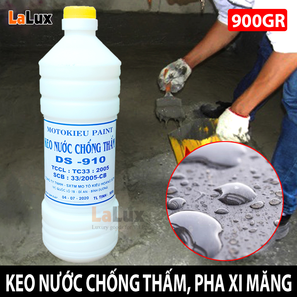Keo Chống Thấm Nước Pha Xi Măng DS910 MOTOKIEU PAINT - Keo Chống Thấm Nước Tường , Keo Nước Chống Thấm , Keo Chống Dột , Sơn Chống Thẩm Tường , Keo Chống Thấm Nước Bê Tông  900GR ( Shop Có Bán Keo Xịt Chống Thấm Nước )
