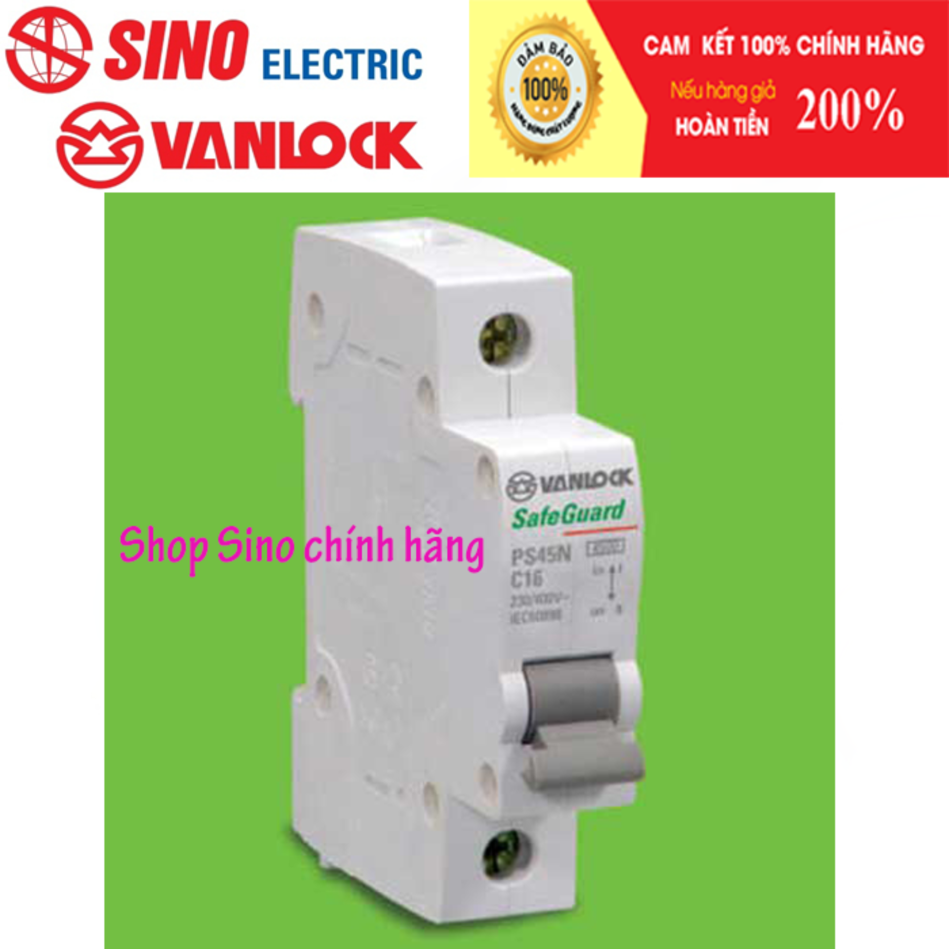 Cầu Dao Tự Đông 1 Cực Sino Vanlock - Model: PS45N