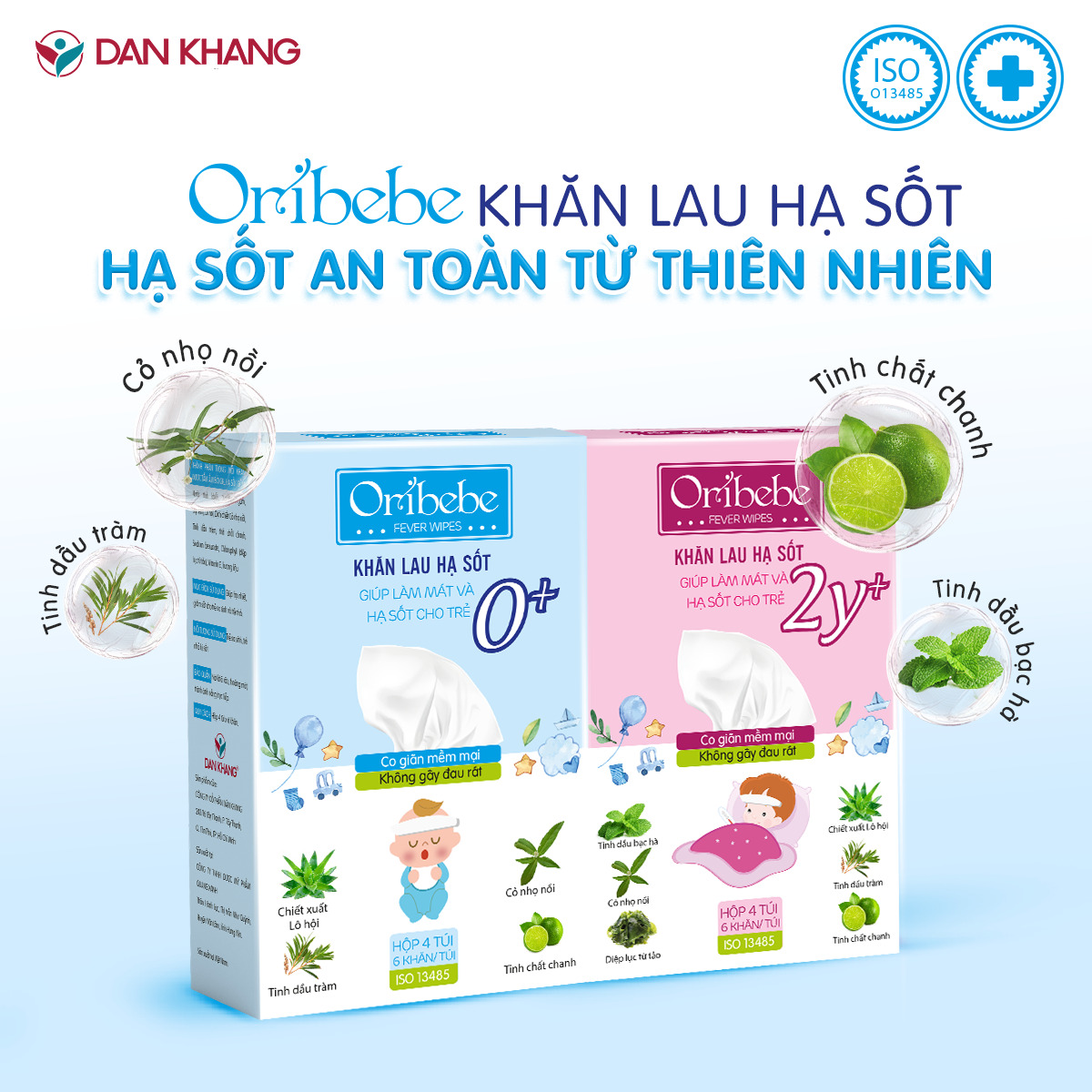 Khăn lau hạ sốt cho bé Oribebe hạ nhiệt giảm sốt an toàn cho bé từ thiên nhiên