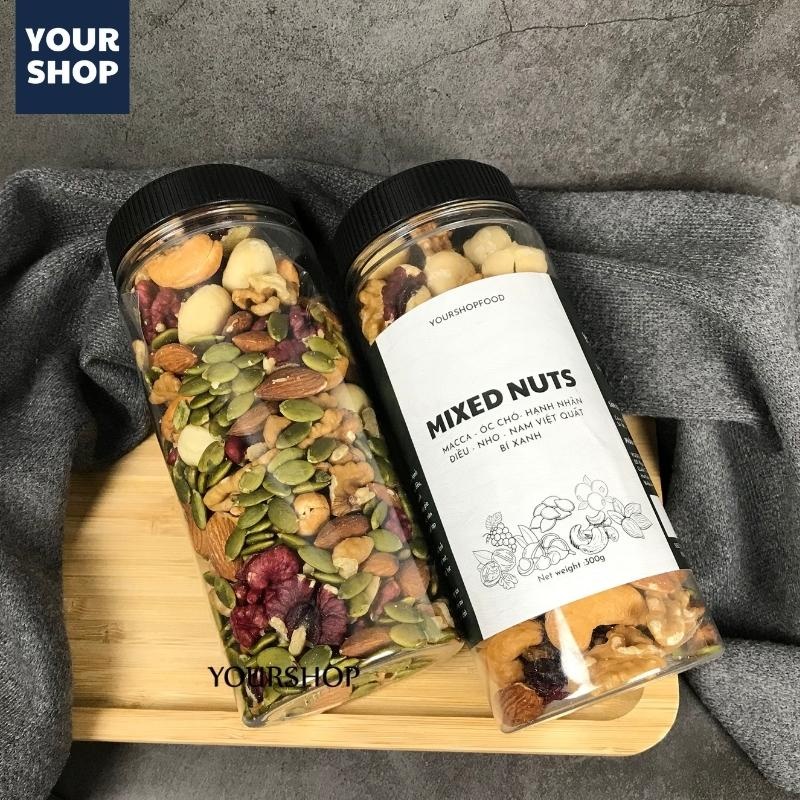 Hạt mix dinh dưỡng granola 8 loại hạt, ngũ cốc bà bầu gồm macca, óc chó, hạnh nhân, điều, bí xanh, nho, nam việt quất