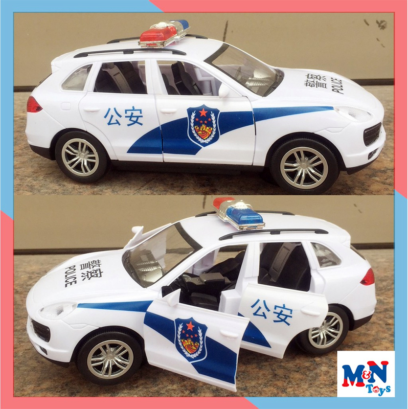 Ô tô police có nhạc đèn mở cửa hạ ghế chạy pin