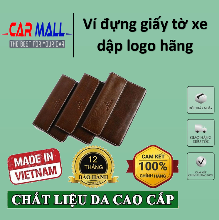 Ví da ô tô, ví da đựng giấy tờ xe, ví da đựng giấy tờ đăng kiểm in logo TOYOTA HYUNDAI HONDA MAZDA KIA MITSUBISHI VINFAST FORD SUZUKI CHEVROLET LEXUS MERCEDES DAEWOO
