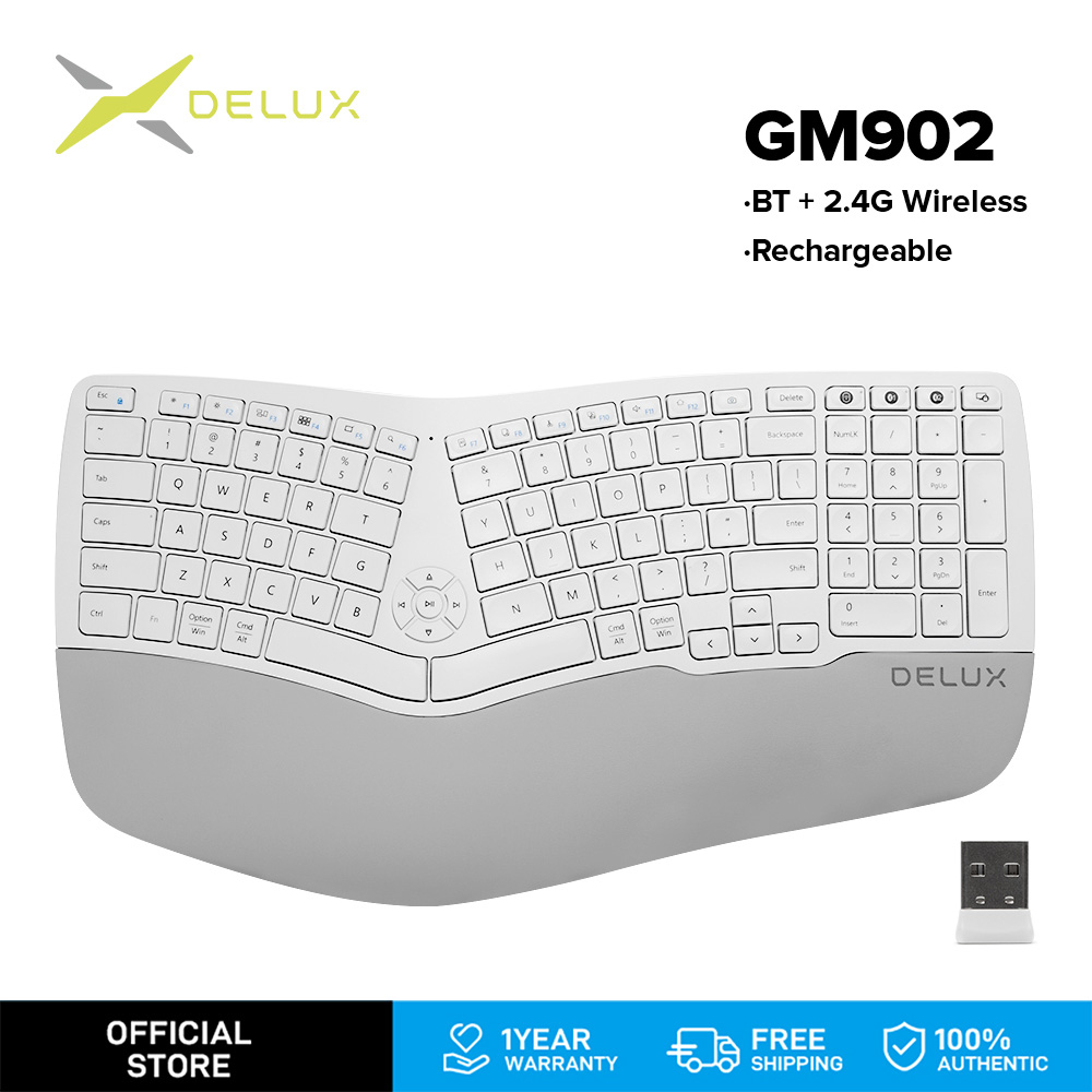 Delux GM902 bàn phím không dây cho laptop bàn phím bluetooth pin sạc BT+ 2.4G bàn phím máy tính không dây Cho Windows / iOS / MAC OS / Andriod / iPAD bảo hành 1 năm + 100% chính hãng Delux