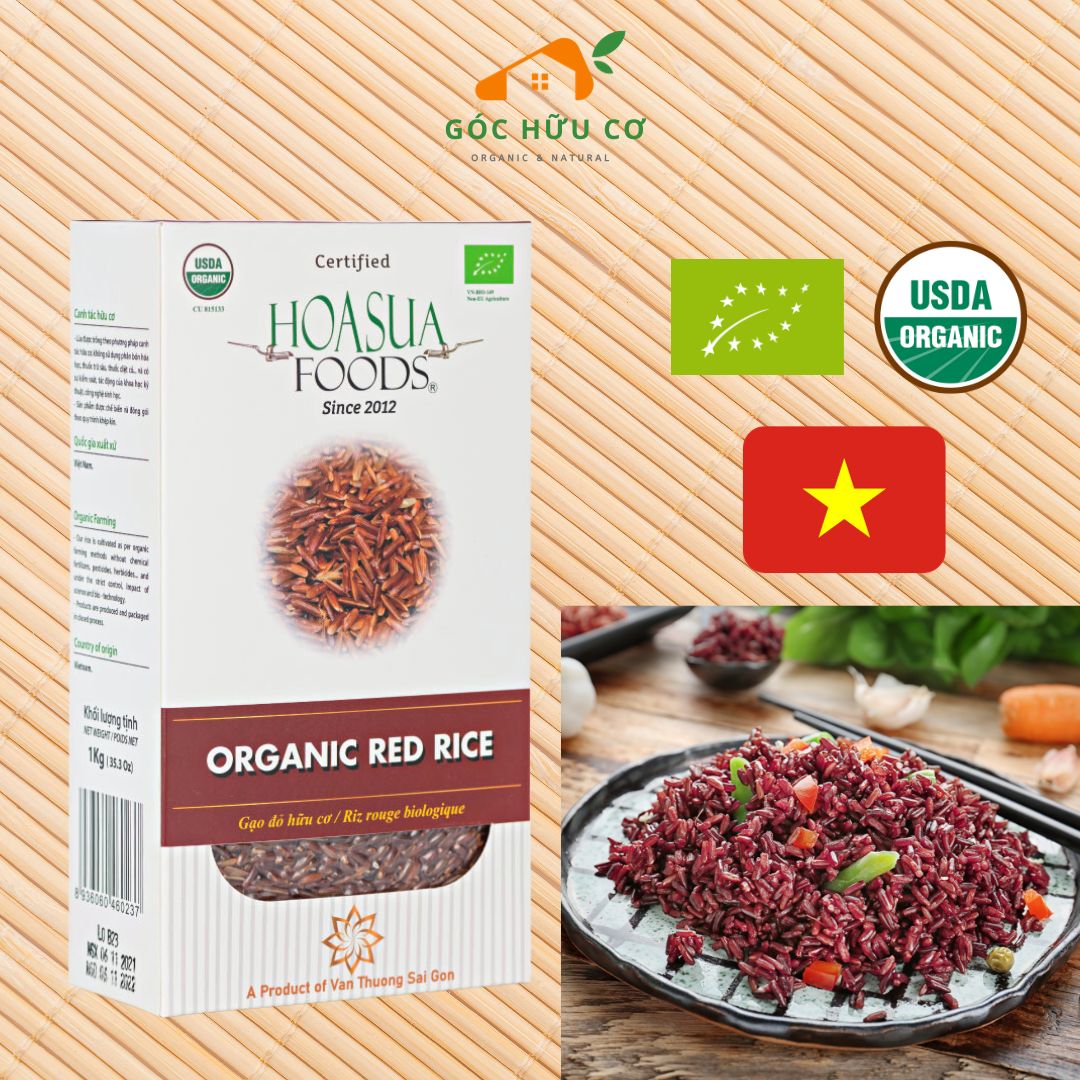 Gạo lứt đỏ hữu cơ hoa sữa 1kg - gạo hữu cơ cho bé ăn dặm - gạo organic - gạo hữu cơ cho bé ăn dặm - góc hữu cơ