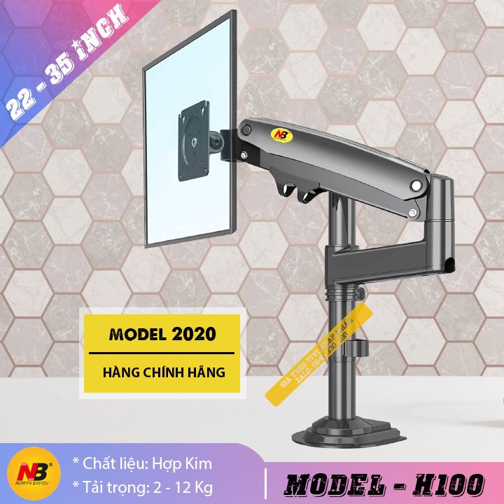 Giá Treo Màn Hình Máy Tính NB H100 22 - 35 Inch - Tay Treo Màn Hình Máy Tính Gắn Bàn Xoay 360 Độ - BH 24T