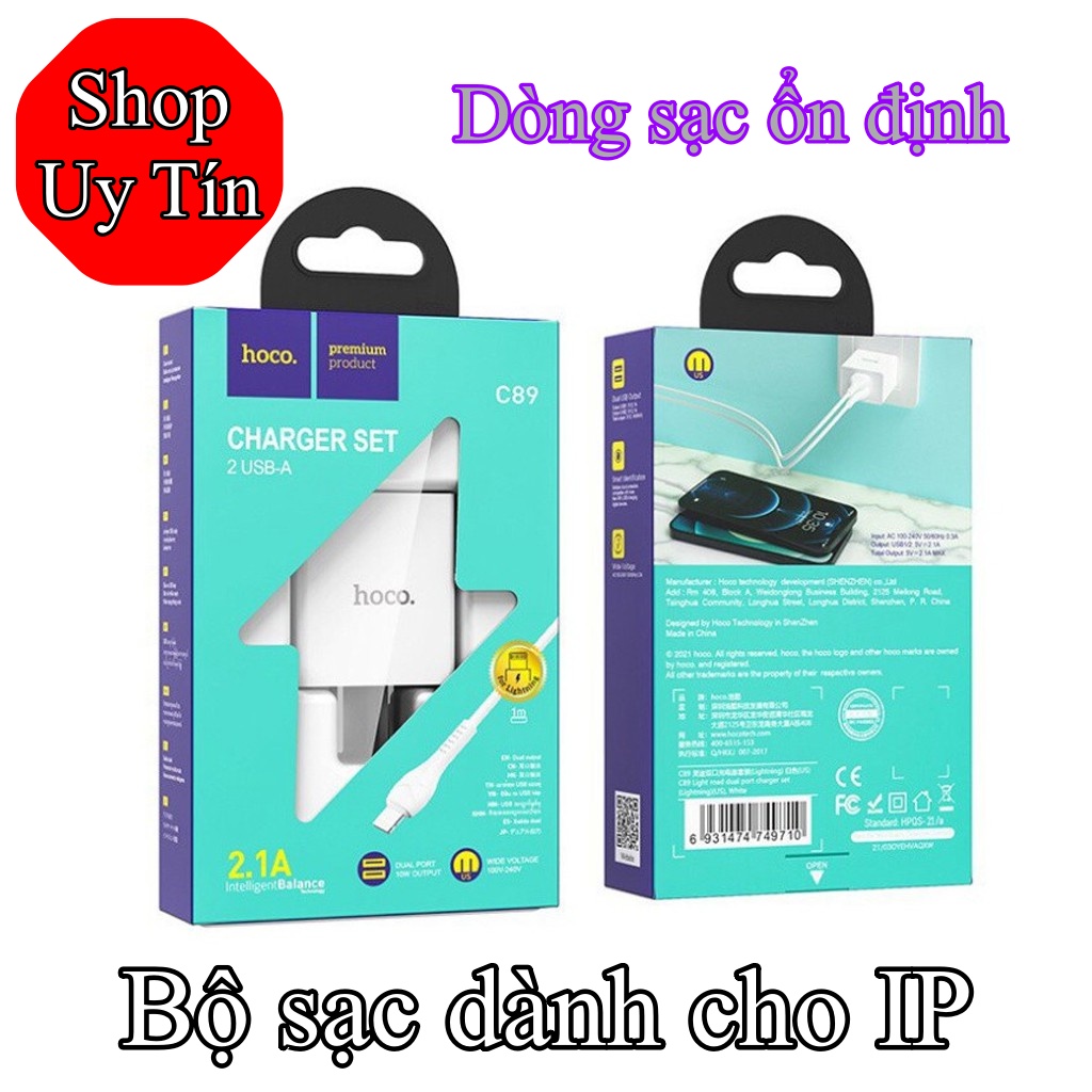 Bộ sạc hoco chính hãng c89