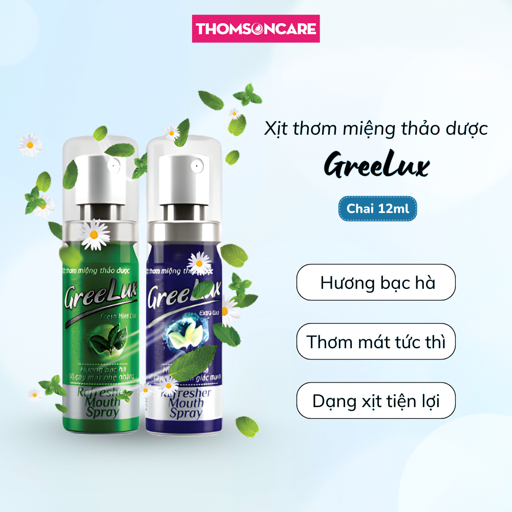 Xịt thơm miệng thảo dược Greelux hương bạc hà thơm miệng, khử mùi hôi miệng
