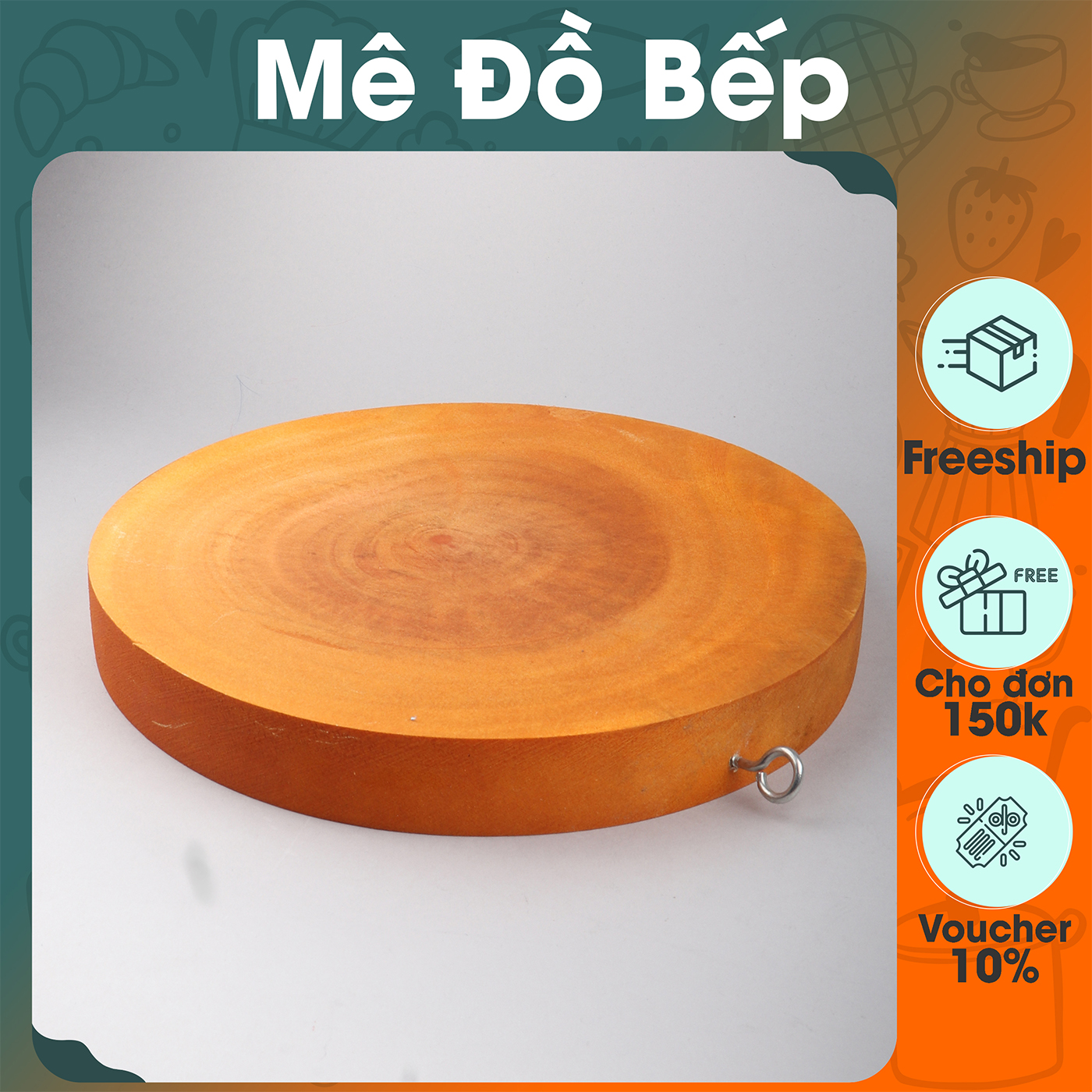 Thớt gỗ  Bam House loại tròn nhiều size cao cấp TG01 – BamBam Store