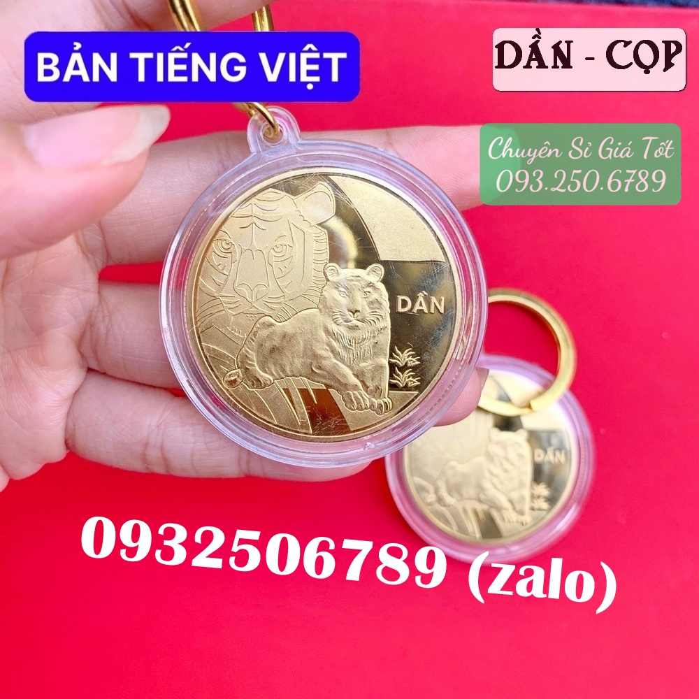 Móc khoá đồng xu 12 con giáp siêu đẹp, phong thuỷ may mắn