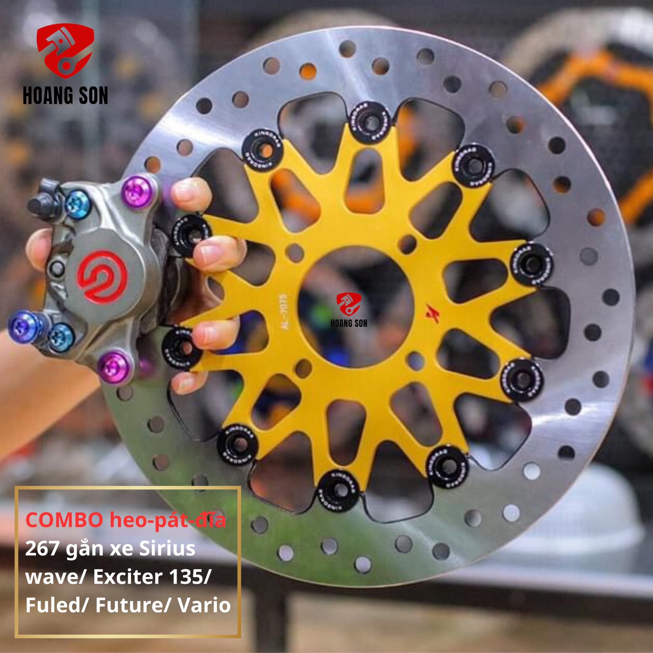 COMBO heo pat đĩa Sirius/ Wave/ Fuled/ Future/ Ex135/ Vario gồm heo brembo 2 pis-đĩa 260/267 4 lỗ-pat heo brembo gắn đĩa 260-267-bạn có thể chọn mua lẻ từng món như heo brembo 2pis-đĩa 267 4 lỗ-pat heo brembo-combo-heo-pat-dia sirius