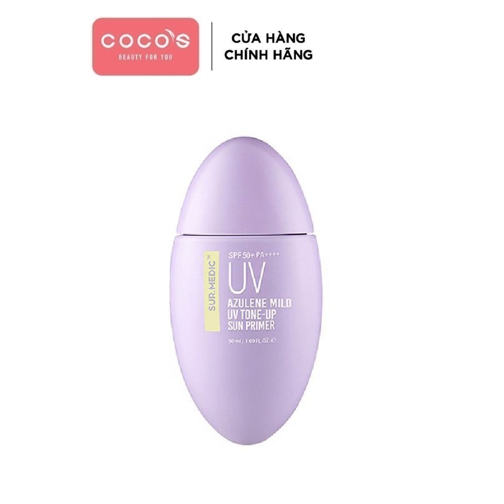 Kem Chống Nắng Nâng Tông Da Tự Nhiên, Che Phủ Nhẹ Sur.Medic Azulene Mild UV Tone-Up Sun Primer SPF50+/PA++++ 50ml